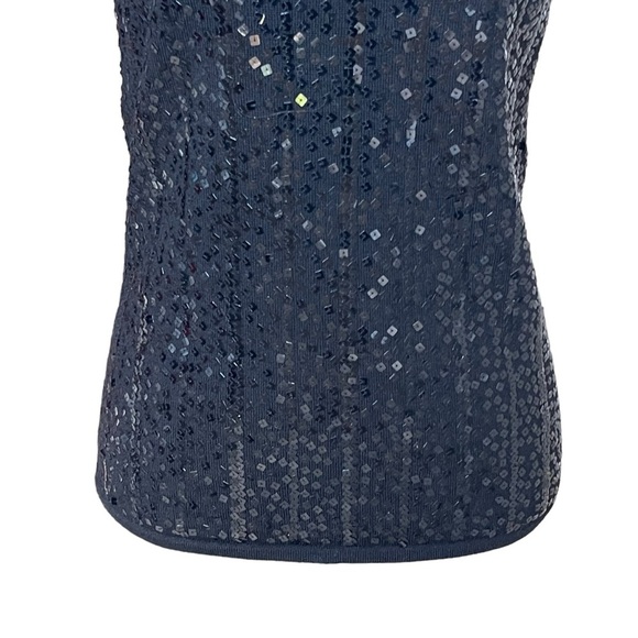 Lafayette 148 New York Sequined Embellished Cowl Neck Sleeveless Top Size L Wool - Picture 3 of 9